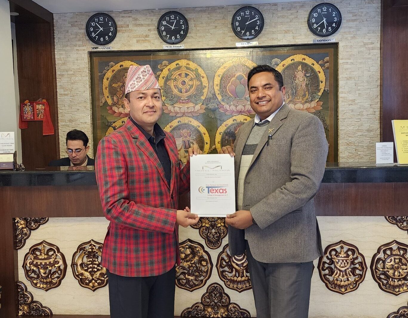 MOU between Texas College of Management and IT (TCMIT) and  Hotel Mudita